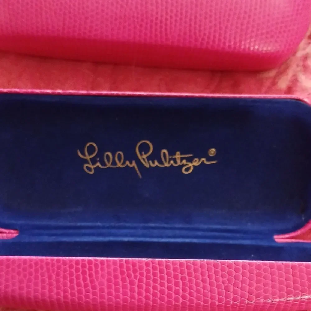 Lilly Pulitzer Pink Eyeglass Case with Gold Logo